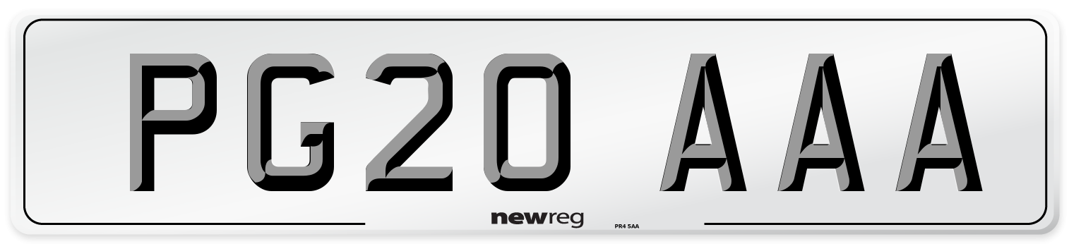 PG20 AAA Number Plate from New Reg